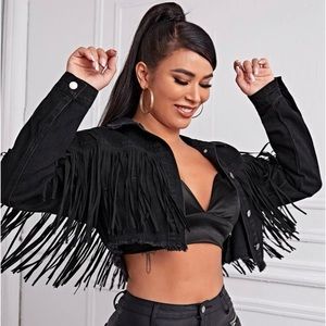 Fringe crop denim jacket m6